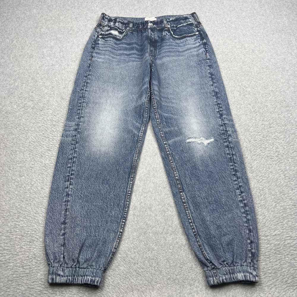 rag & bone Miramar Jogger Womens Medium Blue Denim Print Terry Cotton Sweatpants